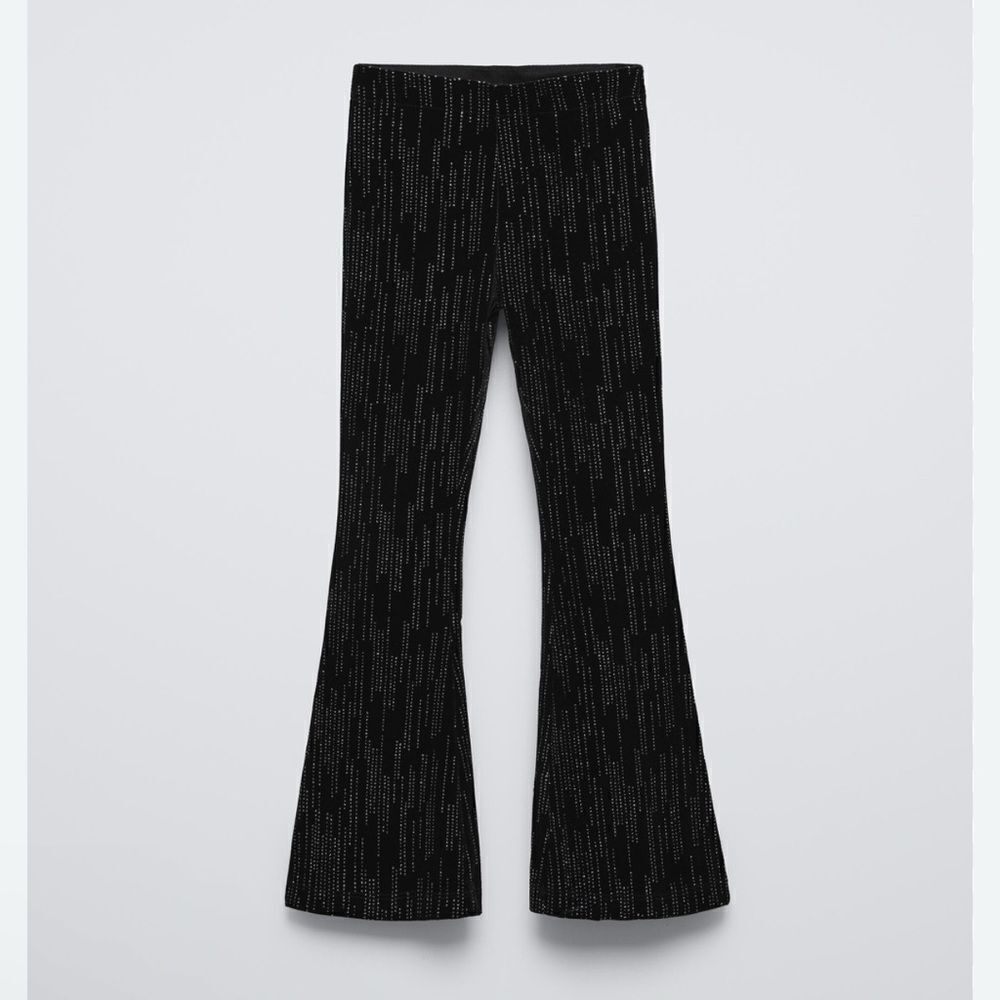 Zara Black Shiny Flare Stretchy Black Leggings/Pants(Size 11-12 yrs)